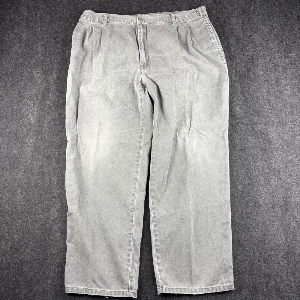 Brittania Vintage Baggy Jeans Gray Distressed Pleated Denim Men's 38x29